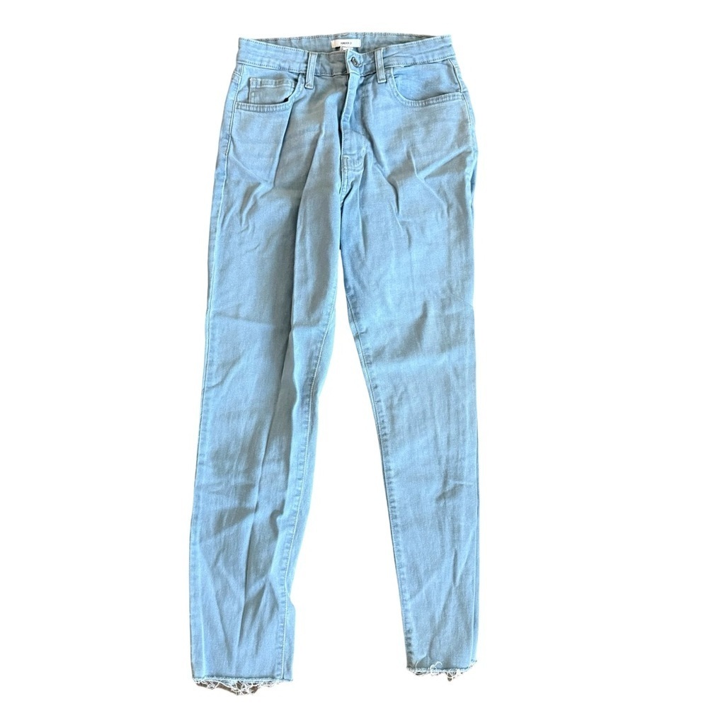 Forever 21 Skinny Jeans Light Wash Blue High Rise Raw Hem Women 27 - Picture 2 of 7
